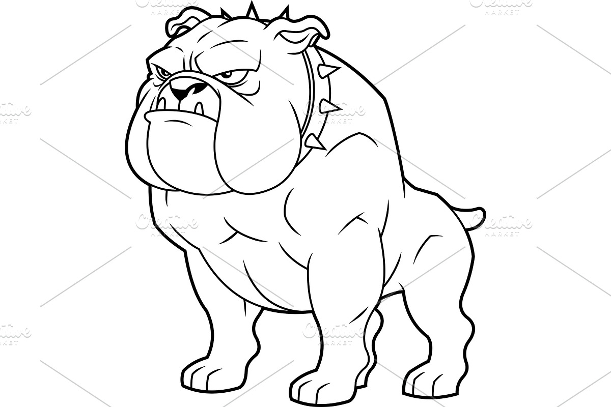 Muscular Bulldog Cartoon Character, an Illustration by HitToon