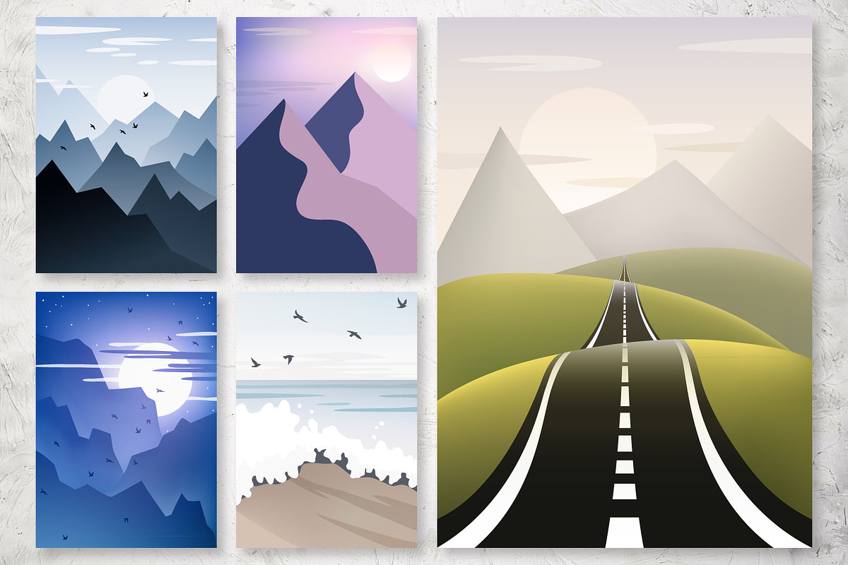 10 vector landscapes, a Decorative Illustration by pineart (Photo 2 of 3)