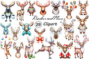 Quirky Reindeer Funny Moose Clipart, an Illustration by Creative Art (Thumbnail 1 of 9)