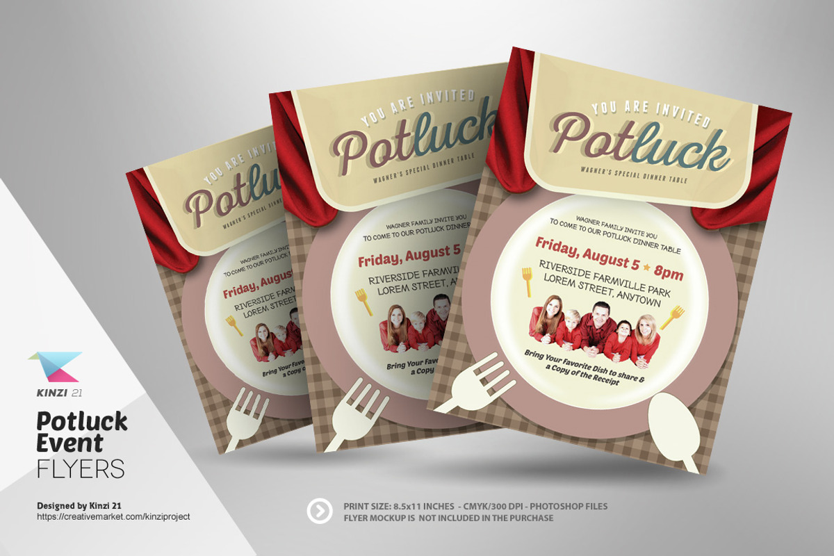 Potluck Event Flyer Template, a Flyer Template by kinzi21 (Photo 2 of 4)
