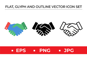 Handshake Icons Flat Glyph Outline, an Outline Icon by Artonix