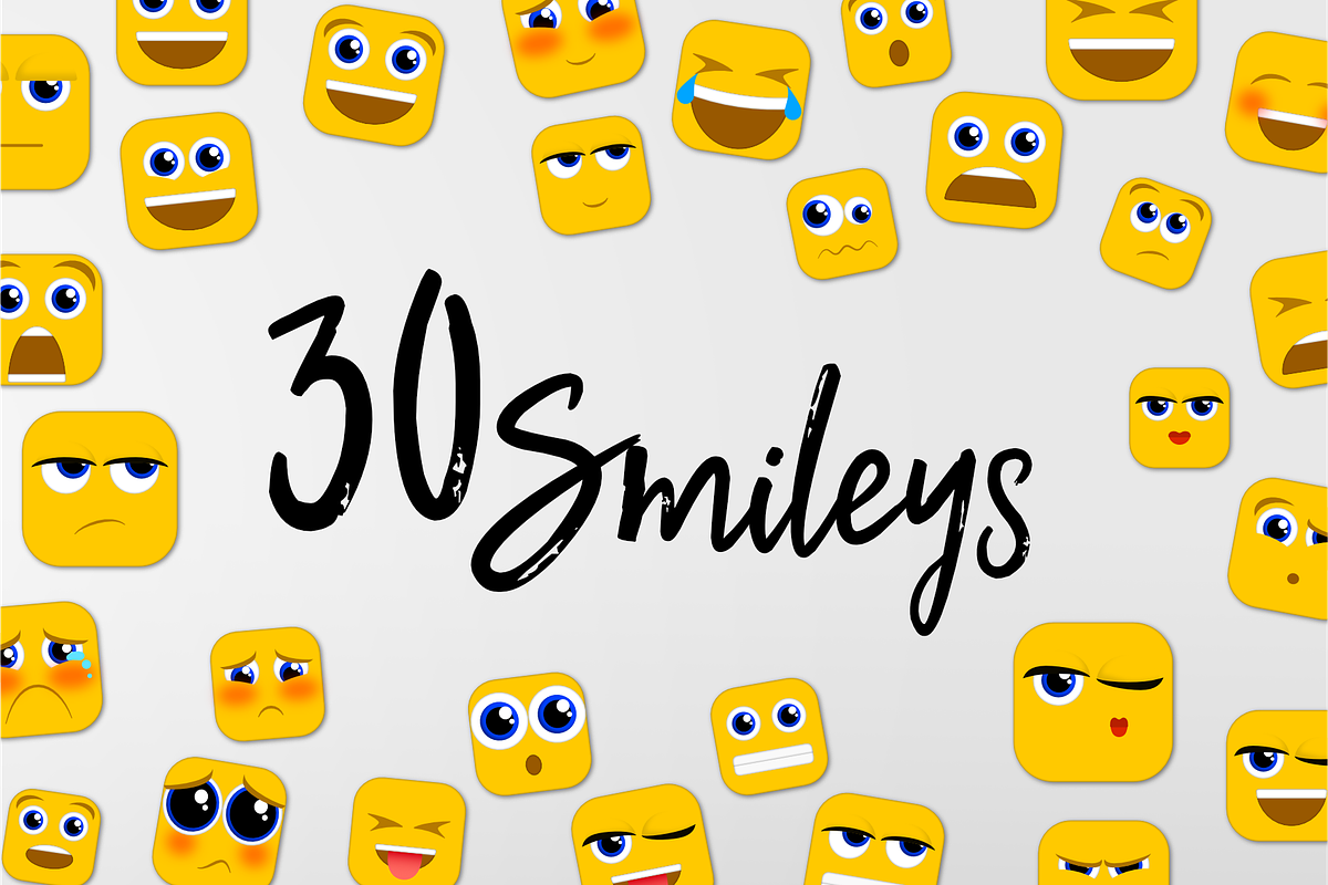 30 Smileys Emoji Icons, an Emoji Icon by Littlefield Design (Photo 1 of 2)