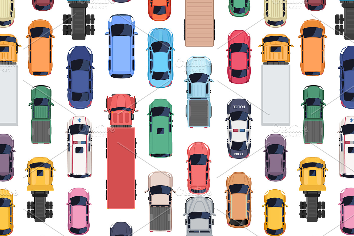 Seamless top view pattern of cars, a Pattern Graphic by Yayasya (Photo 2 of 3)
