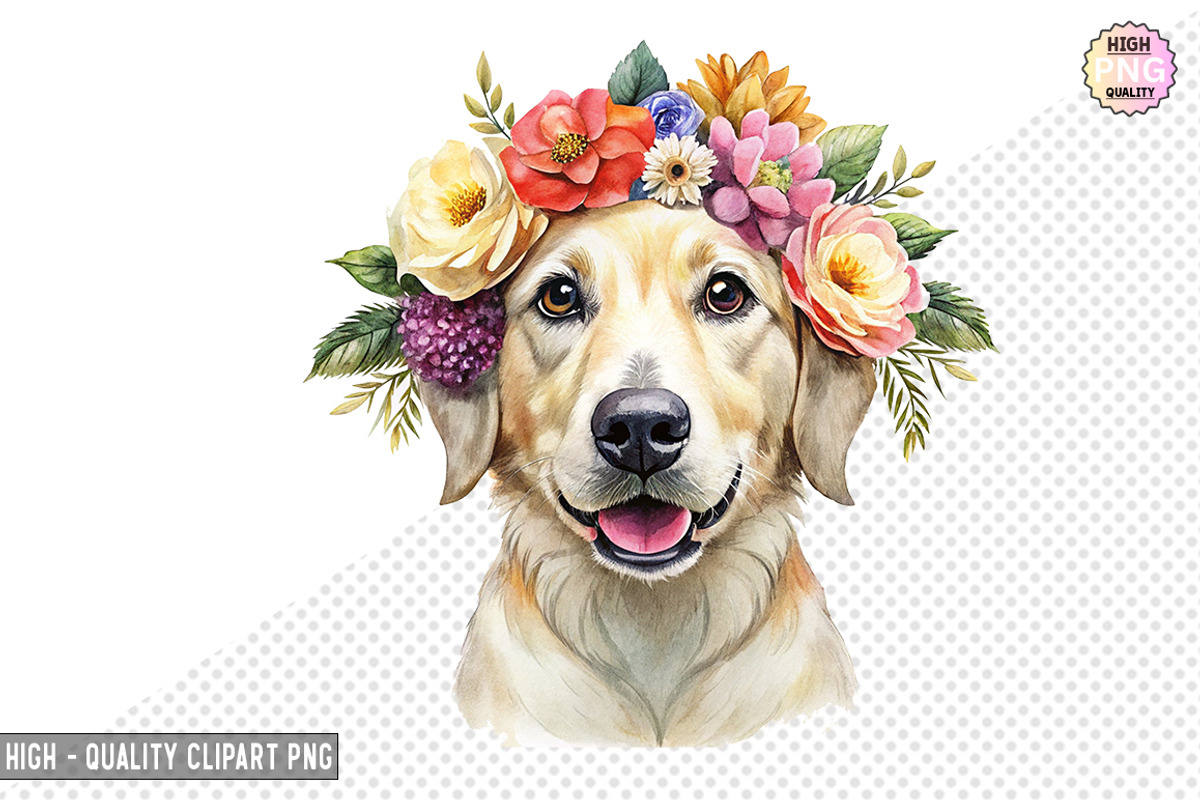 Dog Wearing Flower Crown Bundle, a Graphic by crative8112 (Photo 5 of 8)
