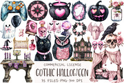 Pastel Gothic Halloween Clipart, an Illustration by OK Design (Thumbnail 1 of 5)