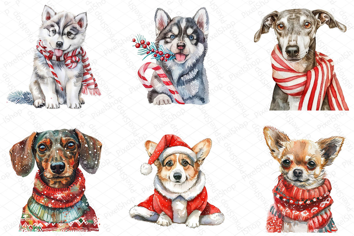 Christmas Dogs Clipart, an Illustration by DreamPrint404 (Photo 5 of 7)