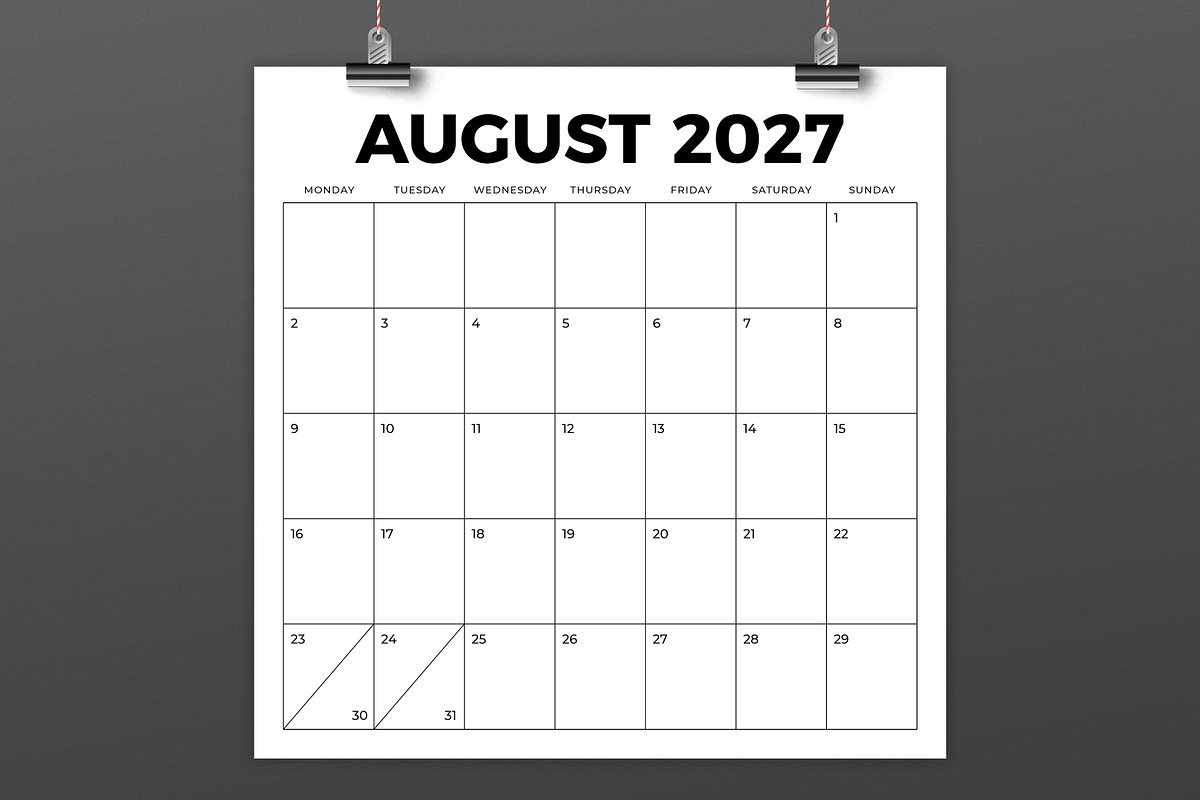2027 12x12 Monday to Sunday Calendar, a Stationery Template by Running With Foxes (Photo 3 of 5)