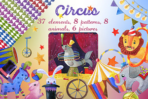 Set "Circus", watercolor