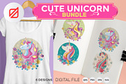 Cute Unicorn Mythical Animal Bundle, an Animal Illustration by defarmerdesign (Thumbnail 1 of 3)