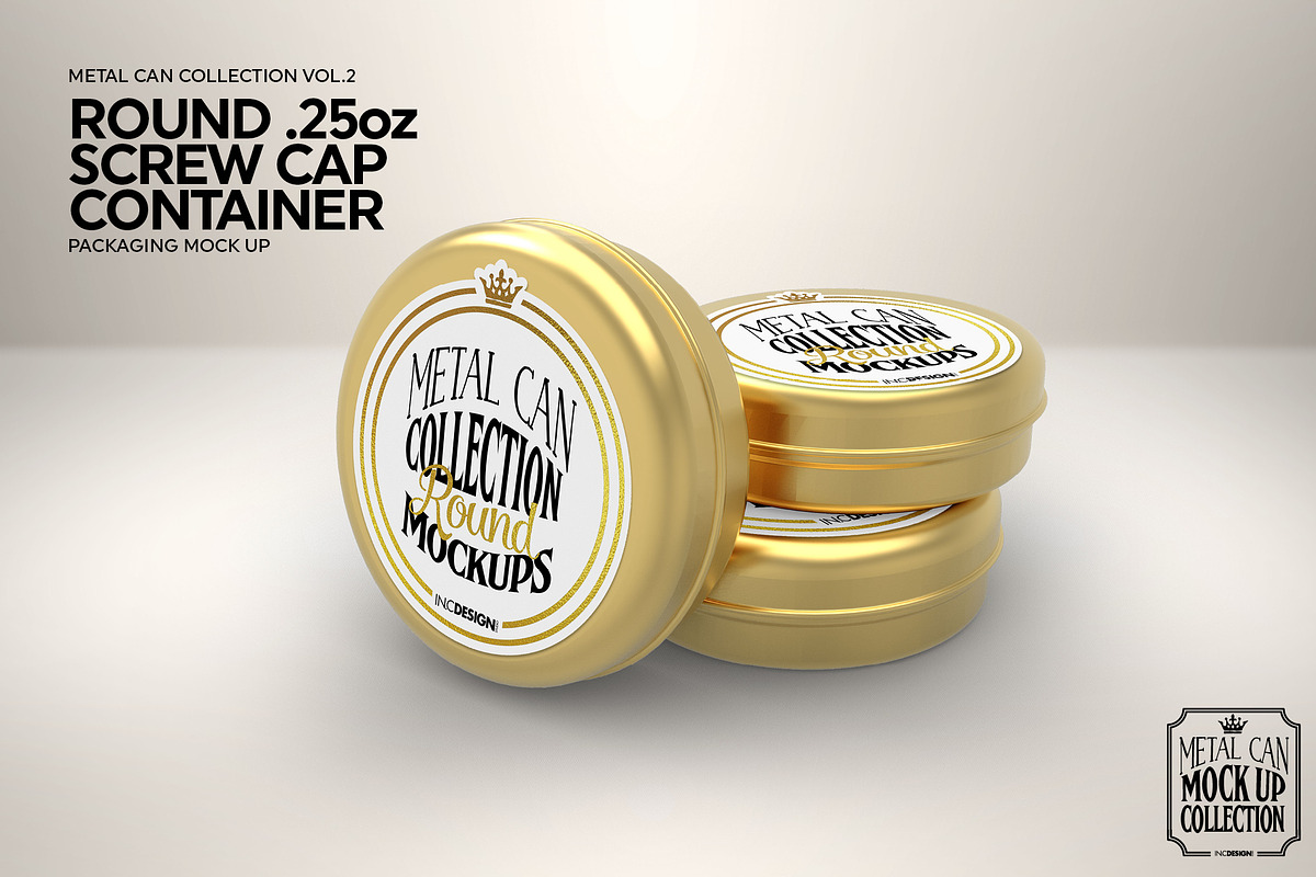 Round Screw Cap Tin Container Mockup, a Cups & Container Mockup by INCDesign (Photo 4 of 5)