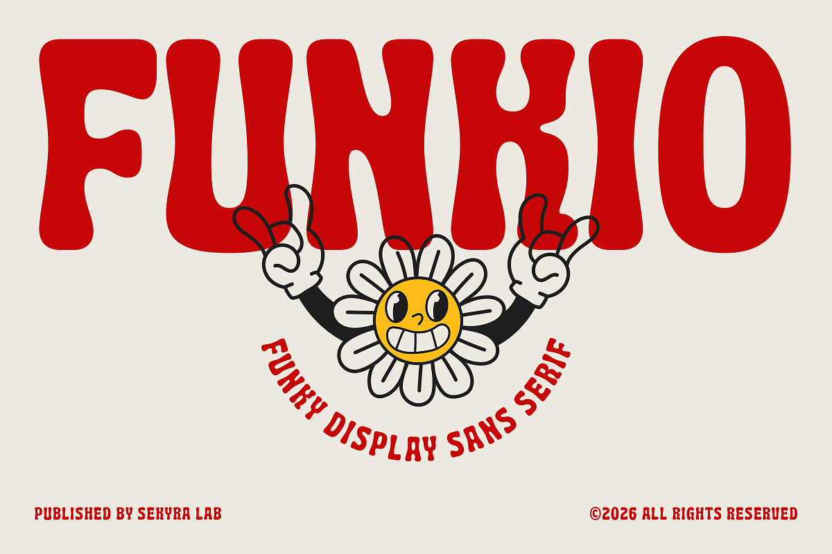 Funkio - Funky Display Sans Font, a Sans Serif Font by Sekyra Lab (Photo 1 of 10)