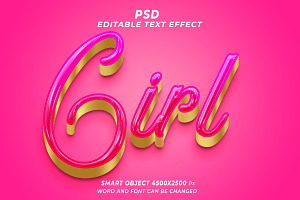 Girl PSD 3d Editable Text Effect