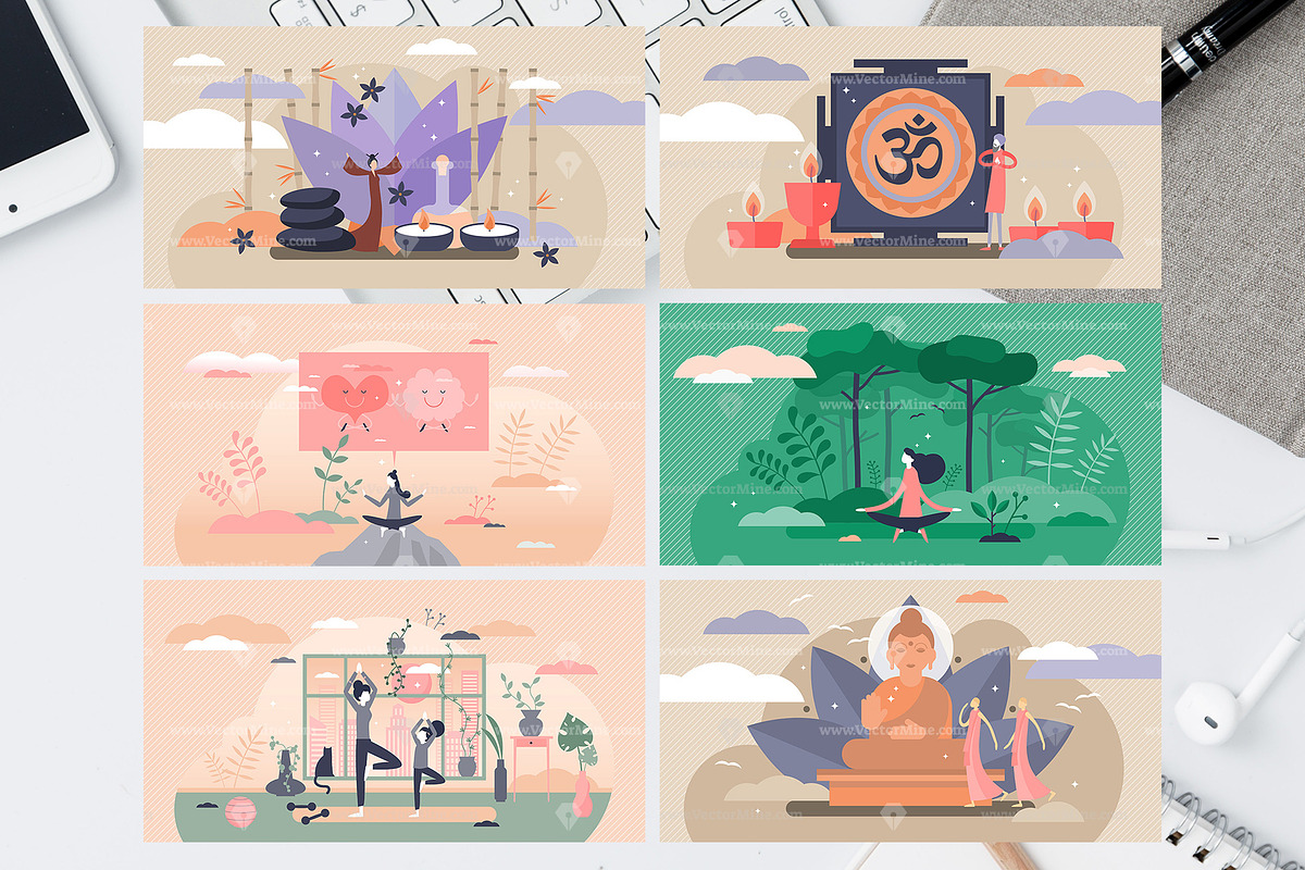 18 Yoga Concept Vector Illustrations, a Healthcare Illustration by VectorMine (Photo 9 of 9)