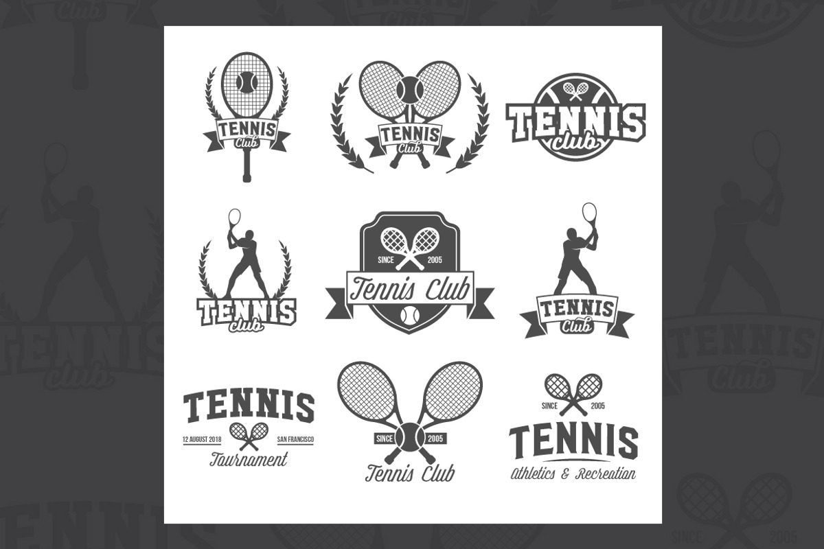 Tennis sports logo and labels, a Branding & Logo Template by Alex_Ivanov
