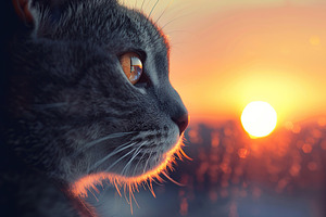 Cute cat looking out the window, an Animal Photo by AlyaAnd