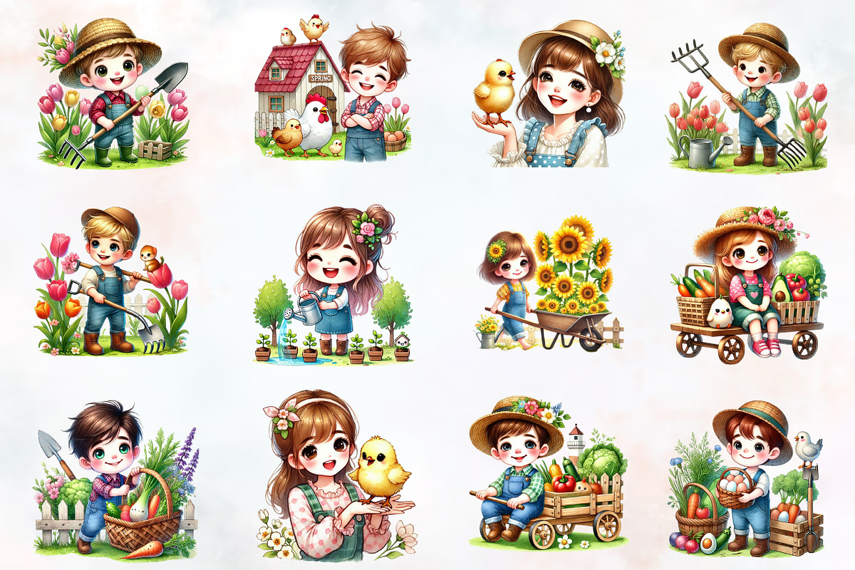 Spring farm sublimation clipart, an Illustration by RobertsArt (Photo 3 of 7)