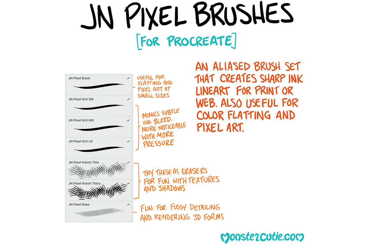 JN Pixel Brushes for Procreate, a Brush Add-On by Jamie's Shop (Photo 2 of 7)