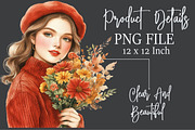 Vintage Pin Up Autumn Girl Clipart, an Illustration by Rose Art (Thumbnail 5 of 7)