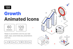 Animated Growth Icons, an Outline Icon by Vectors Market