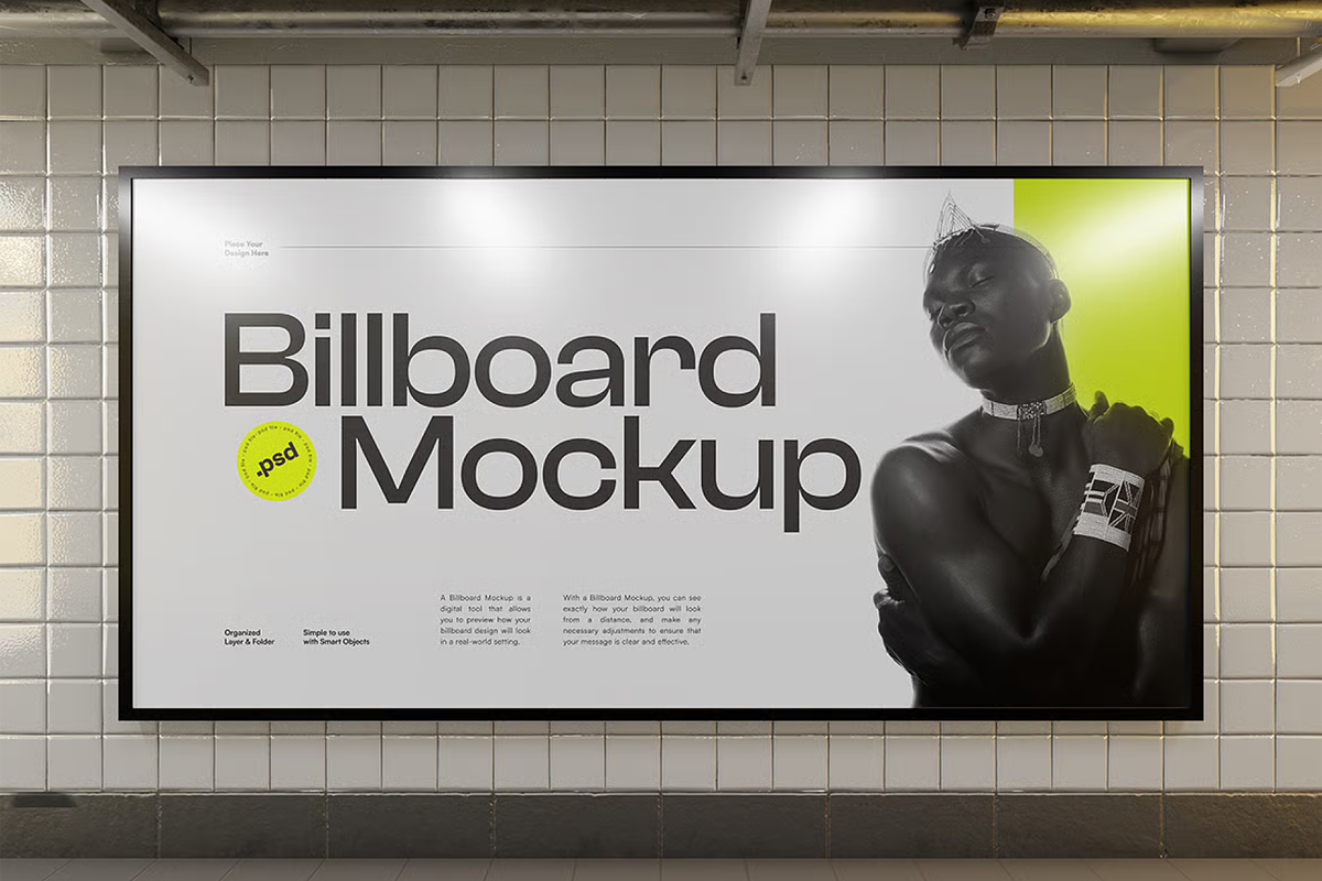 Large Billboard Mockup – Indoor, an Advertising Mockup by graphicsauce (Photo 2 of 3)