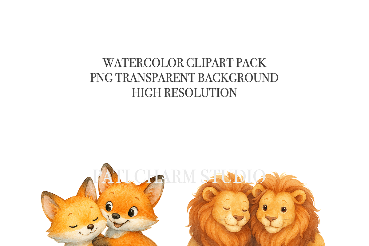 27 Animal Couple Clipart, an Animal Illustration by Pati Charm Studio (Photo 5 of 8)