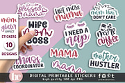 Mom Stickers Glitter Effect PNG EPS, a Decorative Illustration by TheBlackCatPrints (Thumbnail 1 of 6)
