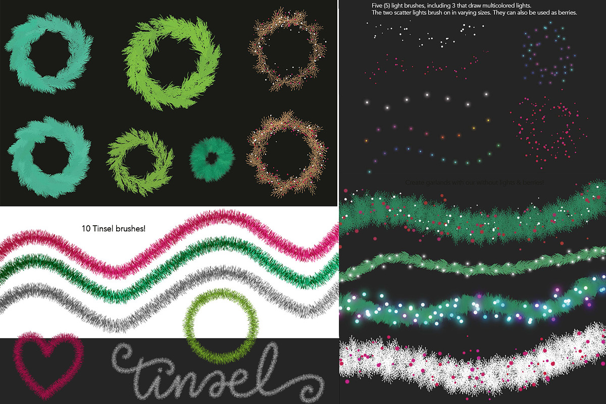 String Lights & Wreath Procreate Set, a Brush Add-On by Studio Kitsch (Photo 10 of 13)