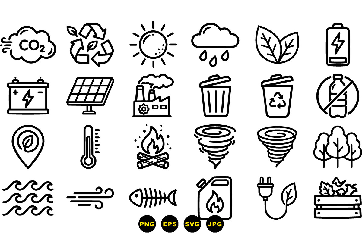 Eco Friendly Line Icon Set, an Illustration by designvectx (Photo 3 of 3)