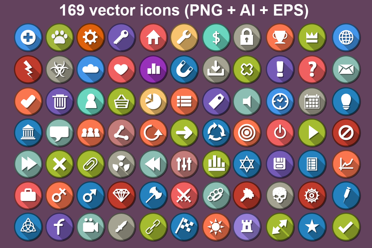 169 Flat icon with long shadow