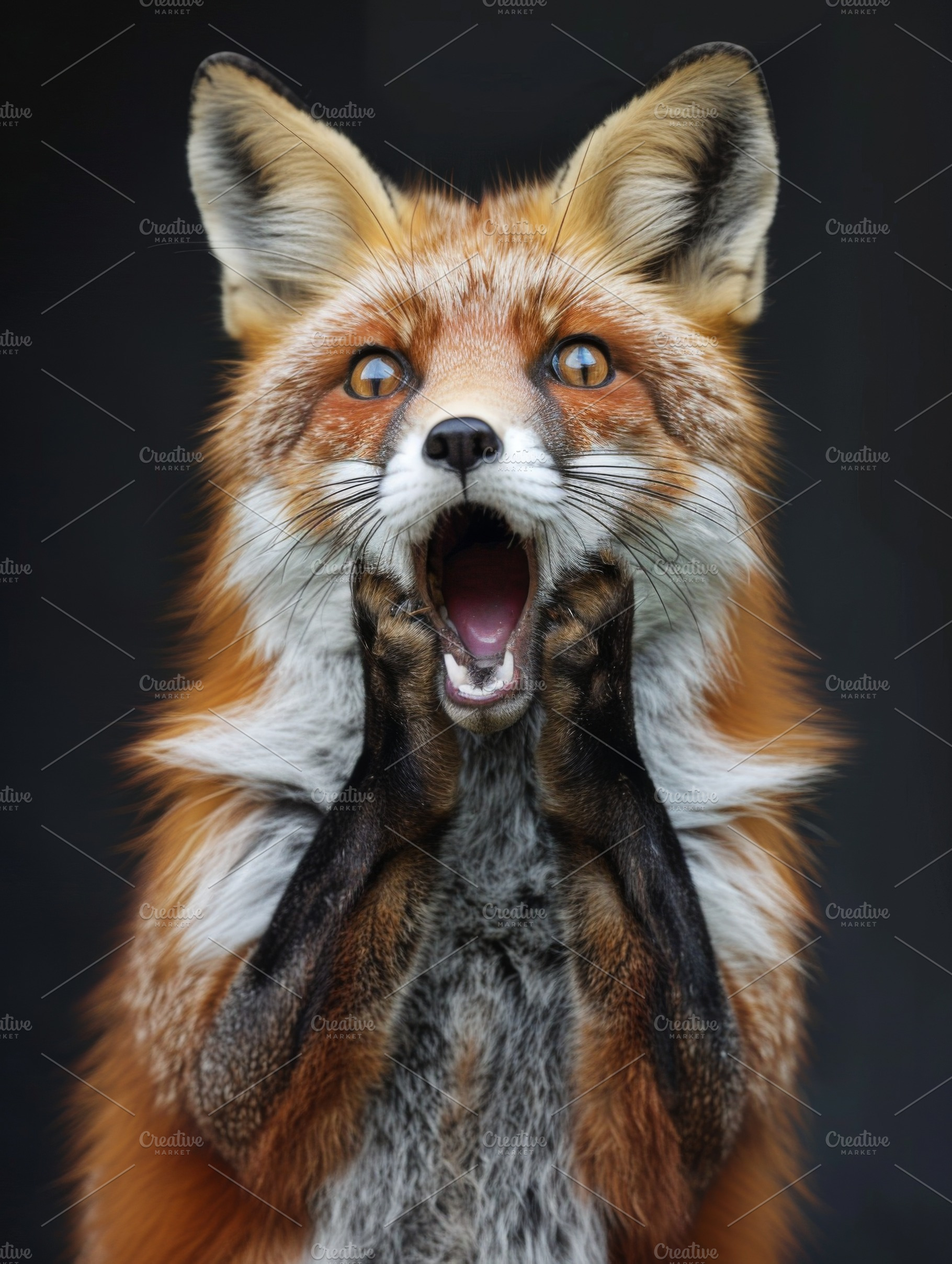 Very surprised fox with open mouth, an Animal Photo by Handmadefont