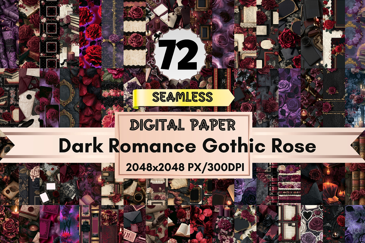 Romance Gothic Rose Digital Paper, a Pattern Graphic by LA Design (Photo 1 of 10)