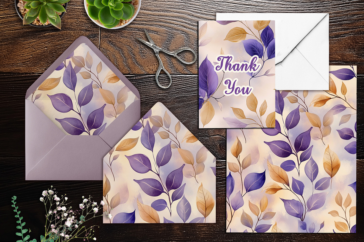 Elegant Purple Leaves Digital Paper, a Background Graphic by V Design Creator (Photo 5 of 12)
