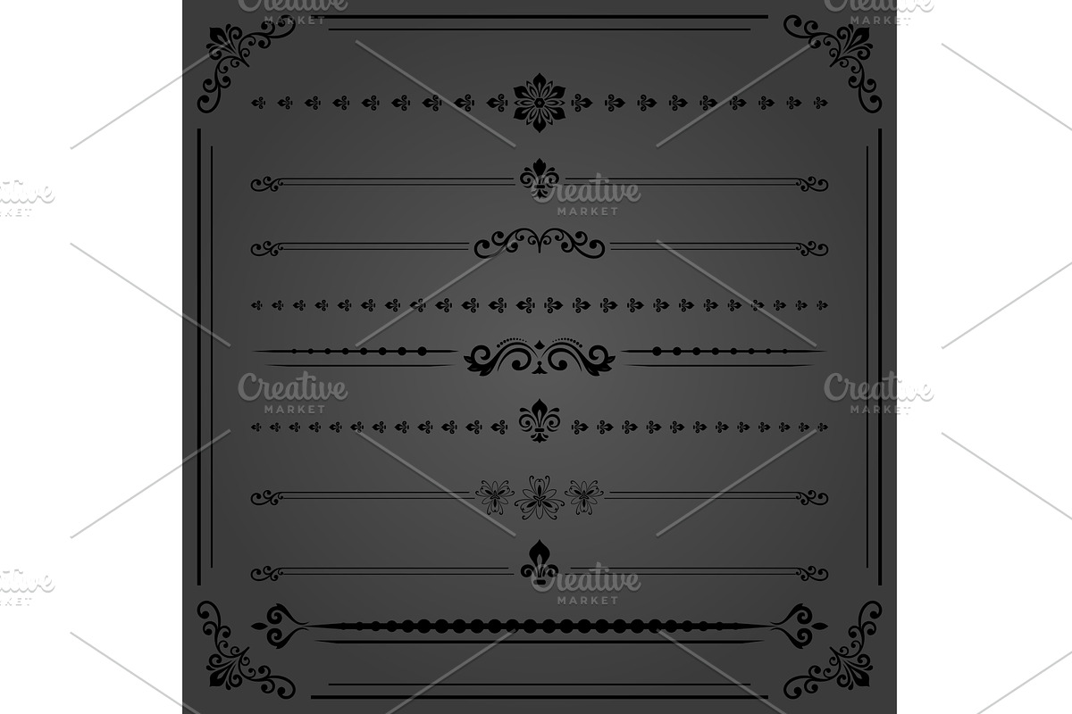Vintage Big Set of Horizonyal Vector, a Decorative Illustration by FineArtStudio (Photo 1 of 3)