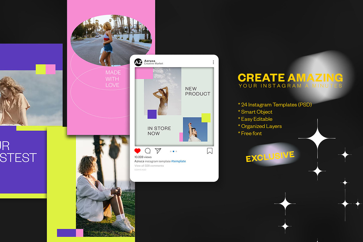Neon Sales Instagram Template | PSD, a Social Media Template by Azruca (Photo 4 of 6)