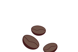 Coffee Beans On White, Raster Illust