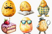 Watercolor Funny Potato Clipart, an Illustration by Canvas Craft (Thumbnail 2 of 8)