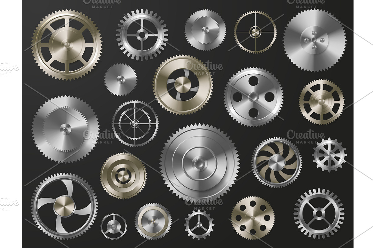 Metal gears. Metallic cogwheels and, an Illustration by winwin.art