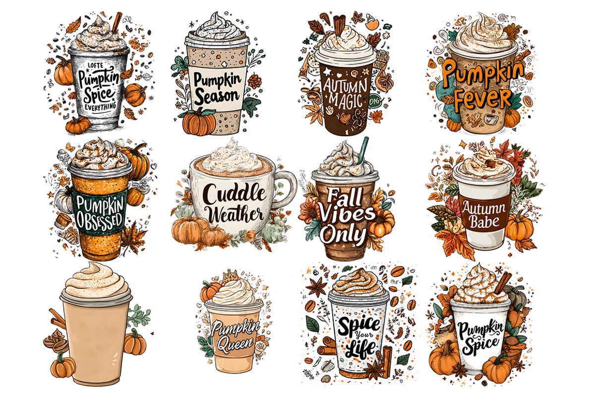 Pumpkin Spice Latte Clipart, a Decorative Illustration by stickermadness (Photo 2 of 4)