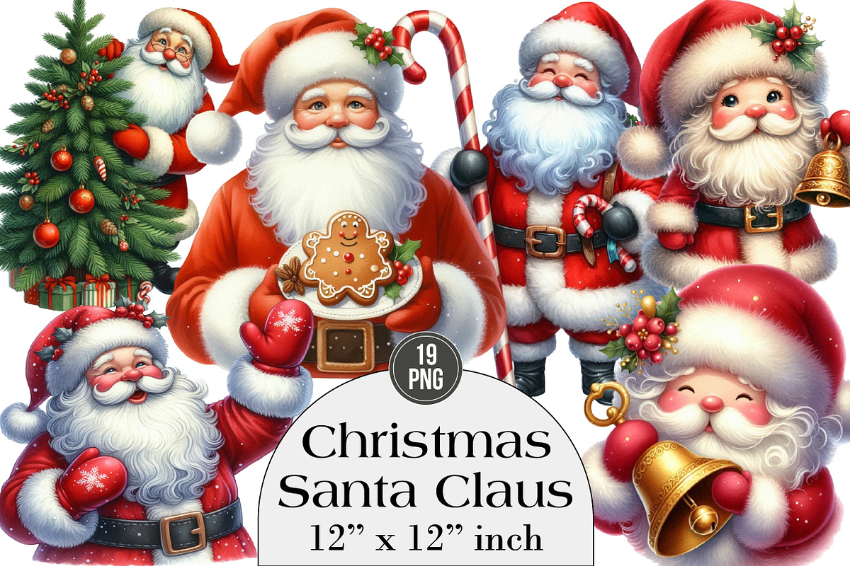 Christmas Santa Claus Bundle Clipart, an Illustration by DreamArtGraphic (Photo 1 of 4)