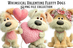 Whimsical Valentine Fluffy Dog Clipa, an Illustration by Dream Creation