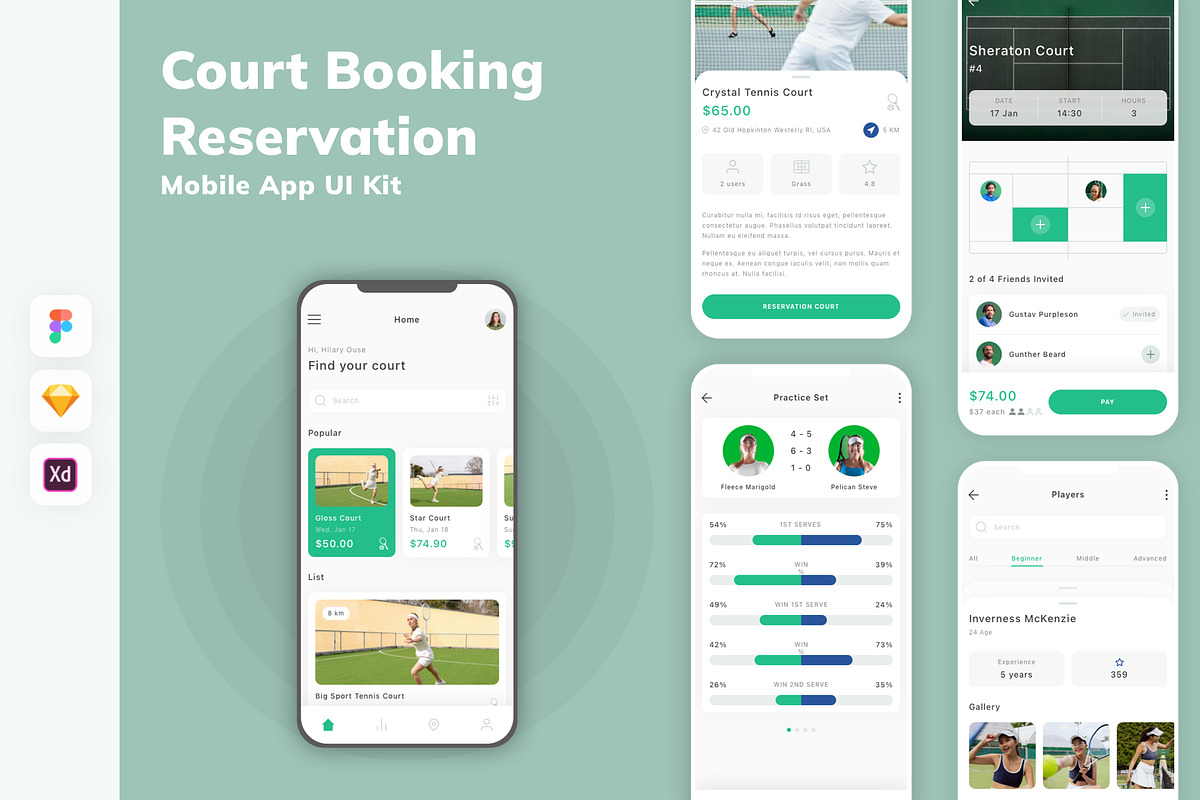 Court Booking Reservation App UI Kit, an UI Kit Template by uicube