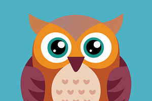 Cute cartoon owl with big eyes, an Animal Illustration by SouravDesign