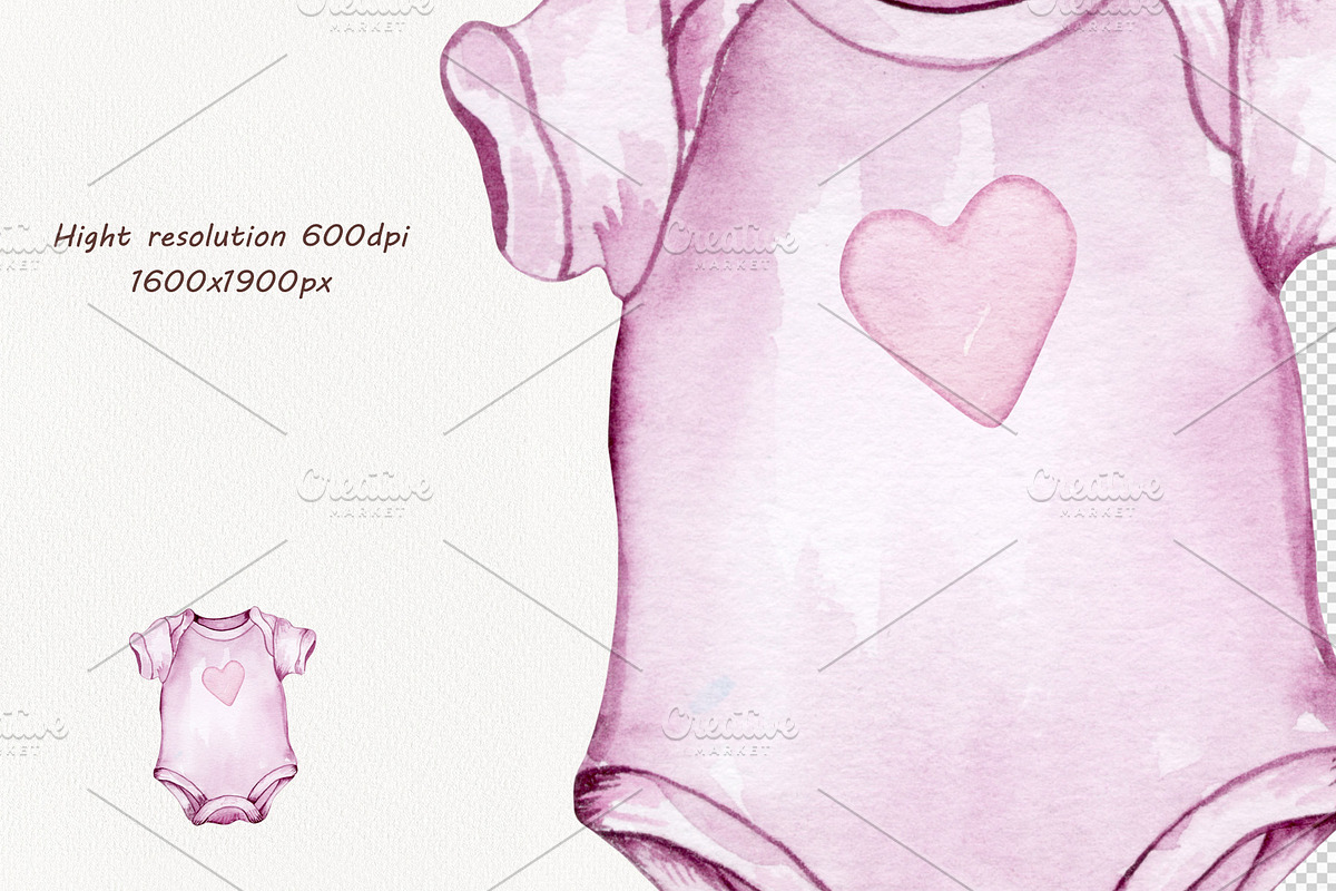 Baby Girl Watercolor Clipart, a Person Illustration by BarvArt (Photo 7 of 7)