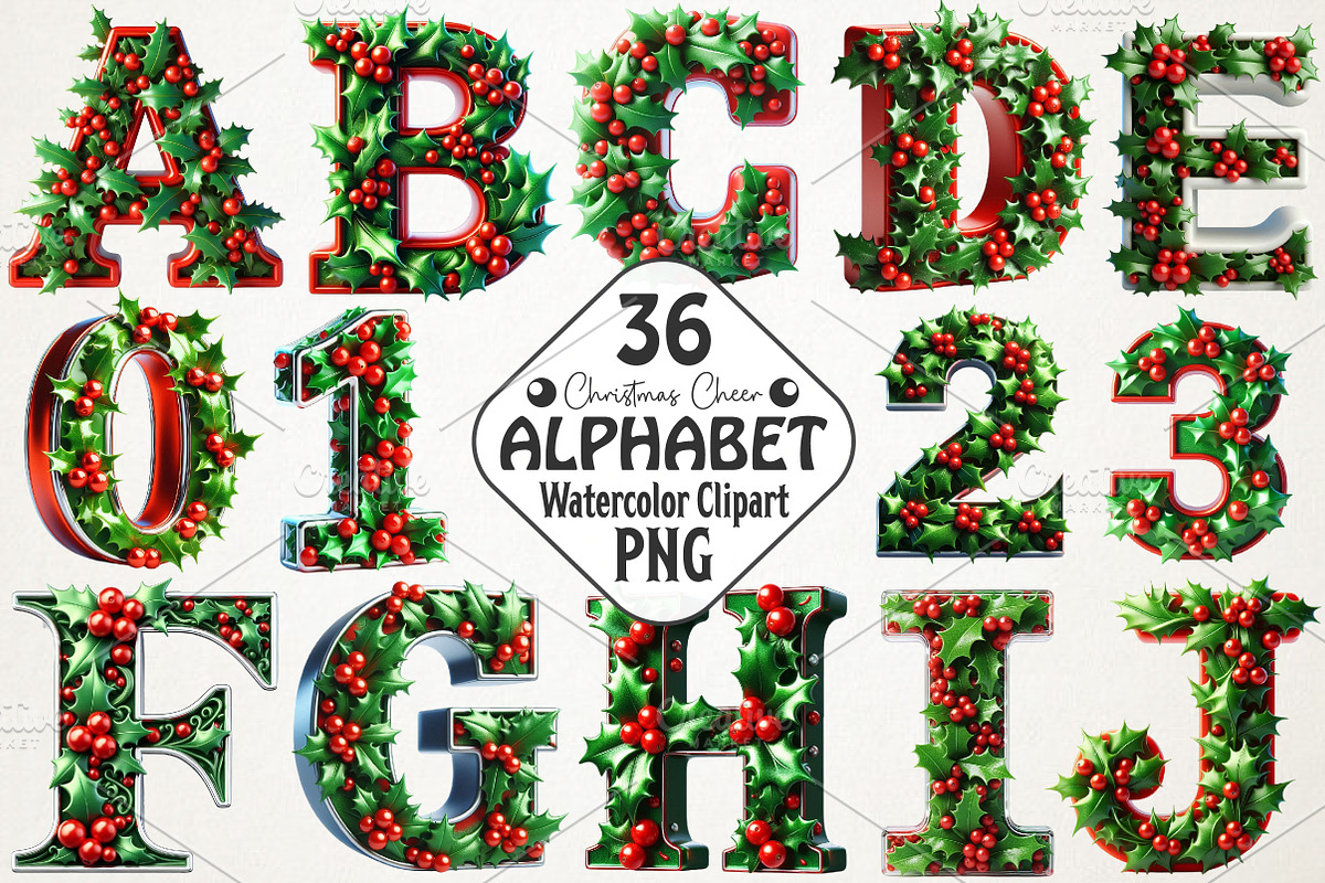 Christmas Cheer Alphabet Bundle, an Illustration by RobertsArt (Photo 1 of 7)