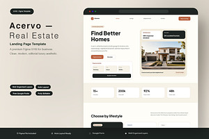 Real Estate Landing Page, an UI Kit Template by Pitchlook.Studio