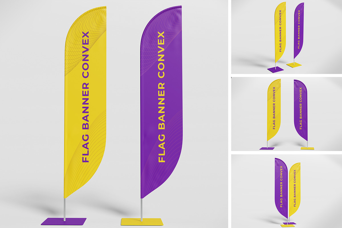 Flag Banner Convex Mockup, an Advertising Mockup by HanaSaka_Studio (Photo 1 of 5)