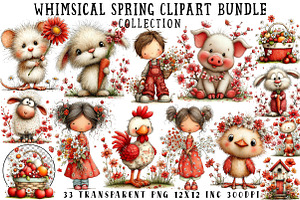 Whimsical Spring Clipart, an Illustration by OK Design