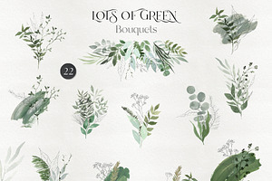 Watercolor Spring Greenery Pack