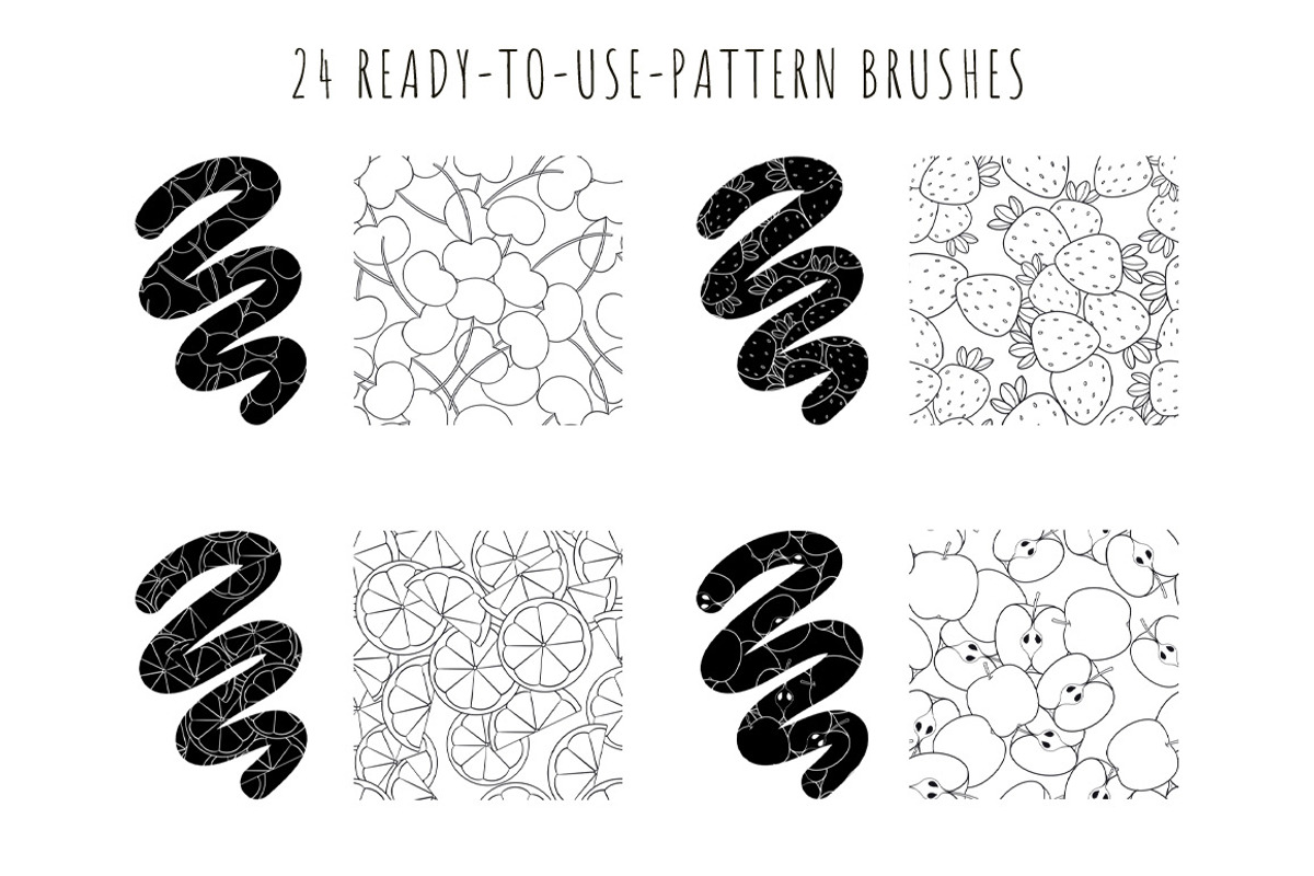 Fruit & Vegetable Pattern Brushes, a Brush Add-On by Mari_Caliart (Photo 5 of 14)