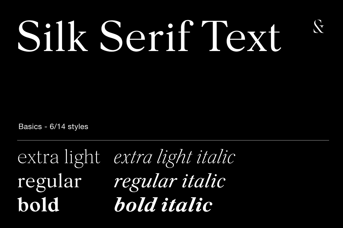 Silk Serif Text - 6 font family, a Serif Font by Silktype (Photo 1 of 12)